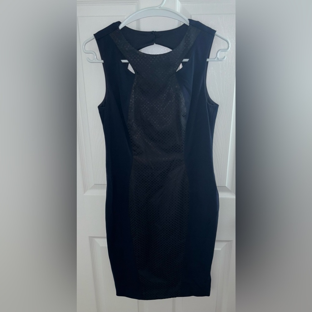 NWT Cache Colorblock Dress Navy/Black, Mesh Textured, Cut Out Back, Size 6